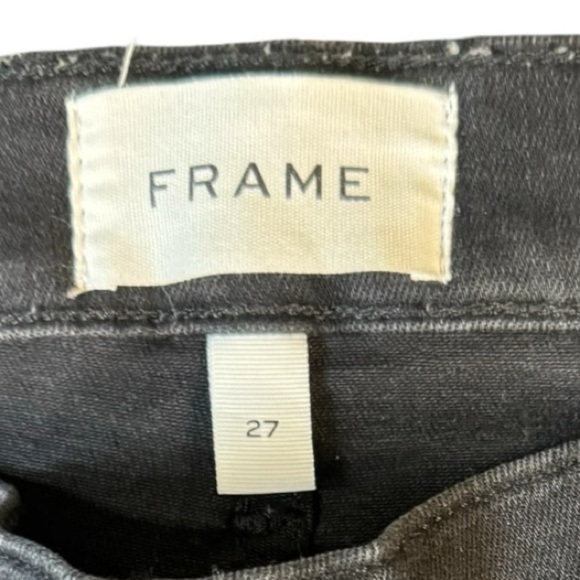Frame Le Gracon Crop Gray Black Denim Raw Hem Jeans Womens Size 27 - Picture 2 of 6